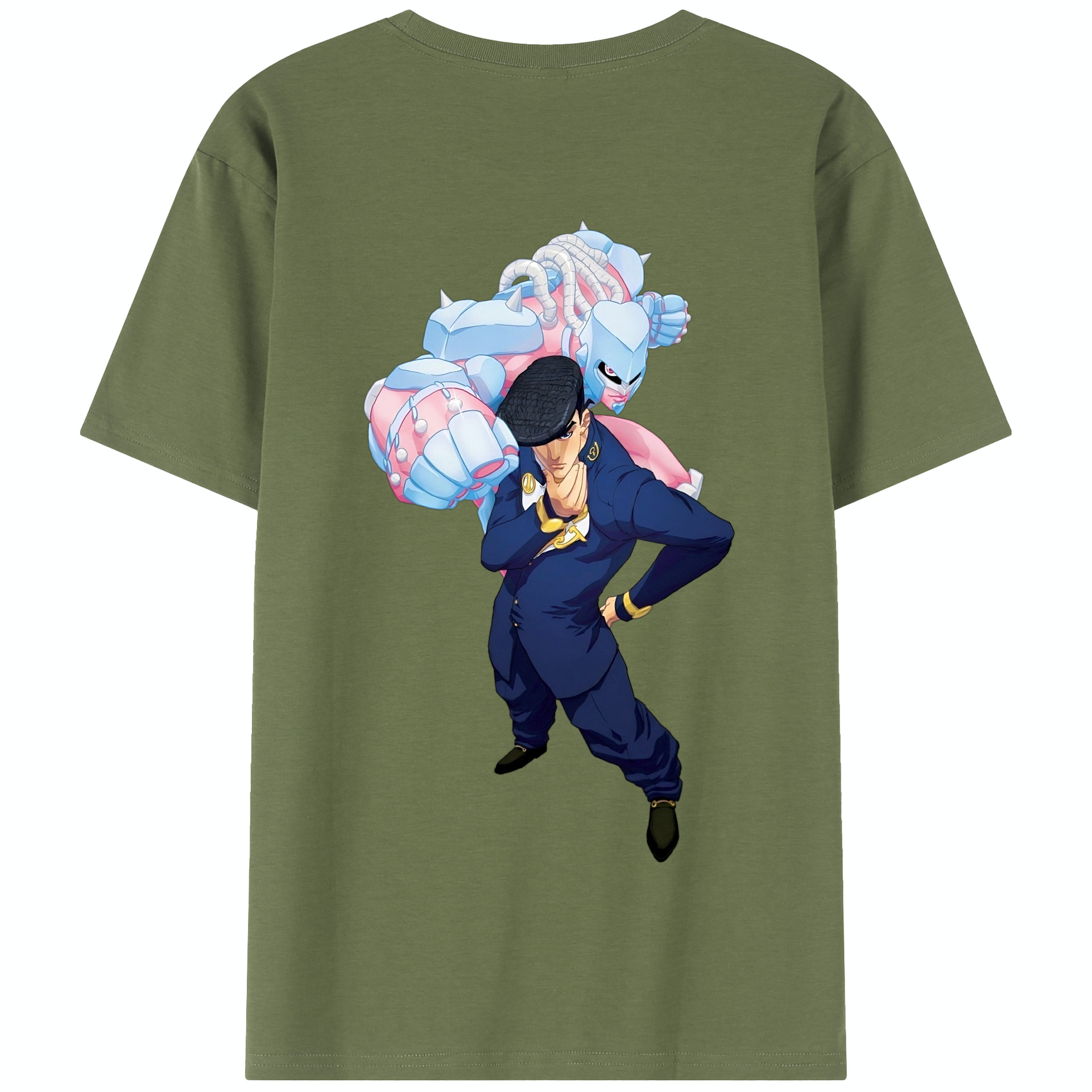 （画像用） ジョジョの奇妙な冒険 ひがしかた じょうすけ JoJo's Bizarre Adventure Higashikata Josuke 綿100％半袖Tシャツ（背面プリント）